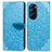 Leather Case Stands Fashionable Pattern Flip Cover Holder S04D for Motorola Moto Edge Plus (2022) 5G Blue