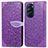 Leather Case Stands Fashionable Pattern Flip Cover Holder S04D for Motorola Moto Edge Plus (2022) 5G Purple