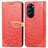 Leather Case Stands Fashionable Pattern Flip Cover Holder S04D for Motorola Moto Edge Plus (2022) 5G Red