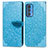 Leather Case Stands Fashionable Pattern Flip Cover Holder S04D for Motorola Moto Edge S Pro 5G Blue