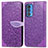 Leather Case Stands Fashionable Pattern Flip Cover Holder S04D for Motorola Moto Edge S Pro 5G Purple