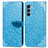 Leather Case Stands Fashionable Pattern Flip Cover Holder S04D for Motorola Moto Edge S30 5G Blue