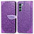 Leather Case Stands Fashionable Pattern Flip Cover Holder S04D for Motorola Moto Edge S30 5G Purple