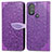 Leather Case Stands Fashionable Pattern Flip Cover Holder S04D for Motorola Moto G Play (2023)