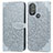 Leather Case Stands Fashionable Pattern Flip Cover Holder S04D for Motorola Moto G Play (2023) Gray