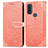Leather Case Stands Fashionable Pattern Flip Cover Holder S04D for Motorola Moto G Pure Orange