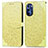 Leather Case Stands Fashionable Pattern Flip Cover Holder S04D for Motorola Moto G Stylus (2022) 5G Yellow