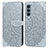 Leather Case Stands Fashionable Pattern Flip Cover Holder S04D for Motorola Moto G200 5G Gray