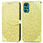 Leather Case Stands Fashionable Pattern Flip Cover Holder S04D for Motorola Moto G22 Yellow