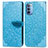 Leather Case Stands Fashionable Pattern Flip Cover Holder S04D for Motorola Moto G31 Blue