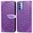 Leather Case Stands Fashionable Pattern Flip Cover Holder S04D for Motorola Moto G31 Purple