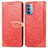 Leather Case Stands Fashionable Pattern Flip Cover Holder S04D for Motorola Moto G31 Red