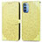 Leather Case Stands Fashionable Pattern Flip Cover Holder S04D for Motorola Moto G31 Yellow