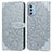 Leather Case Stands Fashionable Pattern Flip Cover Holder S04D for Motorola Moto G51 5G Gray