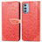 Leather Case Stands Fashionable Pattern Flip Cover Holder S04D for Motorola Moto G51 5G Red