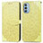 Leather Case Stands Fashionable Pattern Flip Cover Holder S04D for Motorola Moto G51 5G Yellow