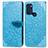 Leather Case Stands Fashionable Pattern Flip Cover Holder S04D for Motorola Moto G60s Blue