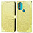 Leather Case Stands Fashionable Pattern Flip Cover Holder S04D for Motorola Moto G71 5G Yellow