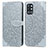 Leather Case Stands Fashionable Pattern Flip Cover Holder S04D for OnePlus 9R 5G Gray