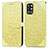 Leather Case Stands Fashionable Pattern Flip Cover Holder S04D for OnePlus 9R 5G Yellow