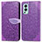 Leather Case Stands Fashionable Pattern Flip Cover Holder S04D for OnePlus Nord 2 5G Purple