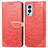 Leather Case Stands Fashionable Pattern Flip Cover Holder S04D for OnePlus Nord 2 5G Red