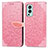 Leather Case Stands Fashionable Pattern Flip Cover Holder S04D for OnePlus Nord 2 5G Rose Gold