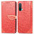 Leather Case Stands Fashionable Pattern Flip Cover Holder S04D for OnePlus Nord CE 5G Red