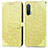 Leather Case Stands Fashionable Pattern Flip Cover Holder S04D for OnePlus Nord CE 5G Yellow