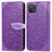 Leather Case Stands Fashionable Pattern Flip Cover Holder S04D for Oppo A16e Purple