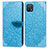 Leather Case Stands Fashionable Pattern Flip Cover Holder S04D for Oppo A16K Blue