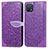Leather Case Stands Fashionable Pattern Flip Cover Holder S04D for Oppo A16K Purple