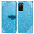 Leather Case Stands Fashionable Pattern Flip Cover Holder S04D for Oppo A53s 5G Blue