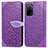 Leather Case Stands Fashionable Pattern Flip Cover Holder S04D for Oppo A53s 5G Purple