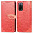 Leather Case Stands Fashionable Pattern Flip Cover Holder S04D for Oppo A53s 5G Red