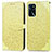 Leather Case Stands Fashionable Pattern Flip Cover Holder S04D for Oppo A54s Yellow