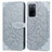 Leather Case Stands Fashionable Pattern Flip Cover Holder S04D for Oppo A55 5G Gray