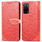 Leather Case Stands Fashionable Pattern Flip Cover Holder S04D for Oppo A55 5G Red