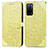 Leather Case Stands Fashionable Pattern Flip Cover Holder S04D for Oppo A55 5G Yellow