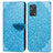 Leather Case Stands Fashionable Pattern Flip Cover Holder S04D for Oppo A74 4G Blue