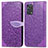 Leather Case Stands Fashionable Pattern Flip Cover Holder S04D for Oppo A74 4G Purple