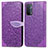 Leather Case Stands Fashionable Pattern Flip Cover Holder S04D for Oppo A74 5G Purple