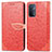 Leather Case Stands Fashionable Pattern Flip Cover Holder S04D for Oppo A74 5G Red