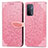 Leather Case Stands Fashionable Pattern Flip Cover Holder S04D for Oppo A74 5G Rose Gold