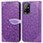 Leather Case Stands Fashionable Pattern Flip Cover Holder S04D for Oppo A94 5G Purple