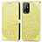 Leather Case Stands Fashionable Pattern Flip Cover Holder S04D for Oppo F19 Pro+ Plus 5G Yellow