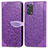 Leather Case Stands Fashionable Pattern Flip Cover Holder S04D for Oppo F19s Purple
