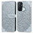 Leather Case Stands Fashionable Pattern Flip Cover Holder S04D for Oppo Reno5 A Gray