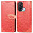 Leather Case Stands Fashionable Pattern Flip Cover Holder S04D for Oppo Reno5 A Red