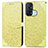 Leather Case Stands Fashionable Pattern Flip Cover Holder S04D for Oppo Reno5 A Yellow